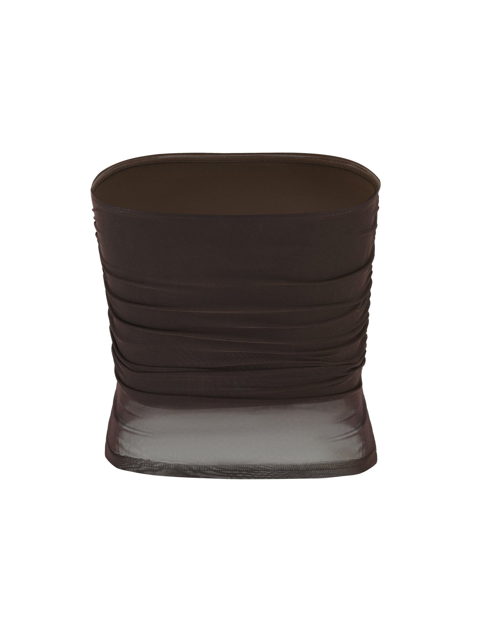 Introducing the HARRIETT TUBE TOP - BROWN : CHOCOLATE by TIGERMIST: a stylish strapless bandeau in a rich chocolate brown, featuring an elegant ruched design. Its bodycon fit contours beautifully, delivering a sleek and contemporary silhouette.