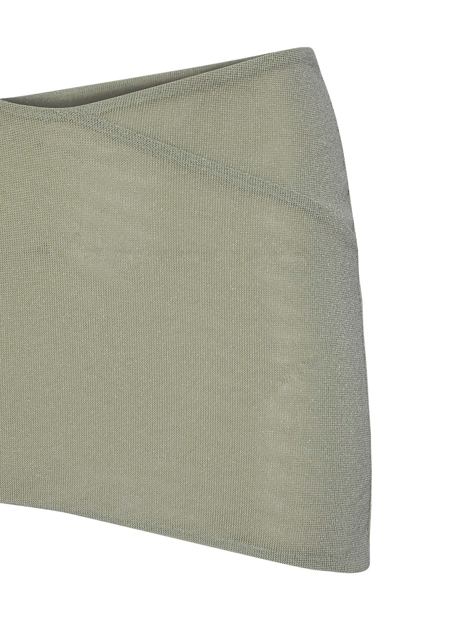 A close-up of the TIGERMIST COBI SKIRT - GREEN : SAGE : SAGE GLITTER fabric highlights its soft, subtle sage texture and gentle glitter details against a white background.