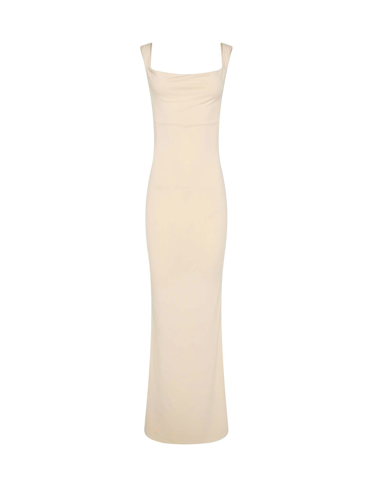 A sleeveless, bodycon fit TIGERMIST Morana Dress in yellow butter with a square neckline and smooth, plain fabric design.