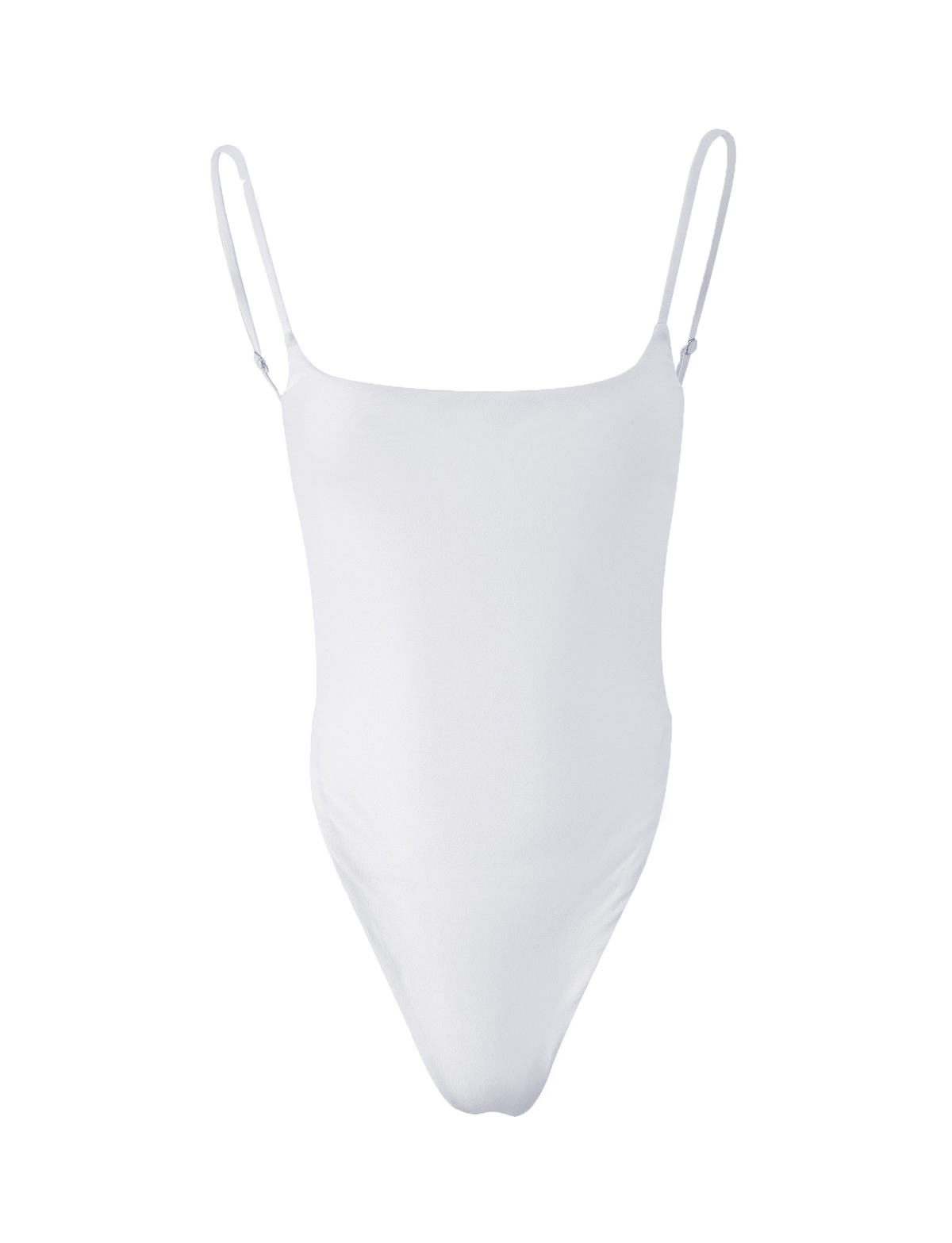 The TIGERMIST MINERVA BODYSUIT in white features thin adjustable shoulder straps and a flattering bodycon fit, shown against a white background.