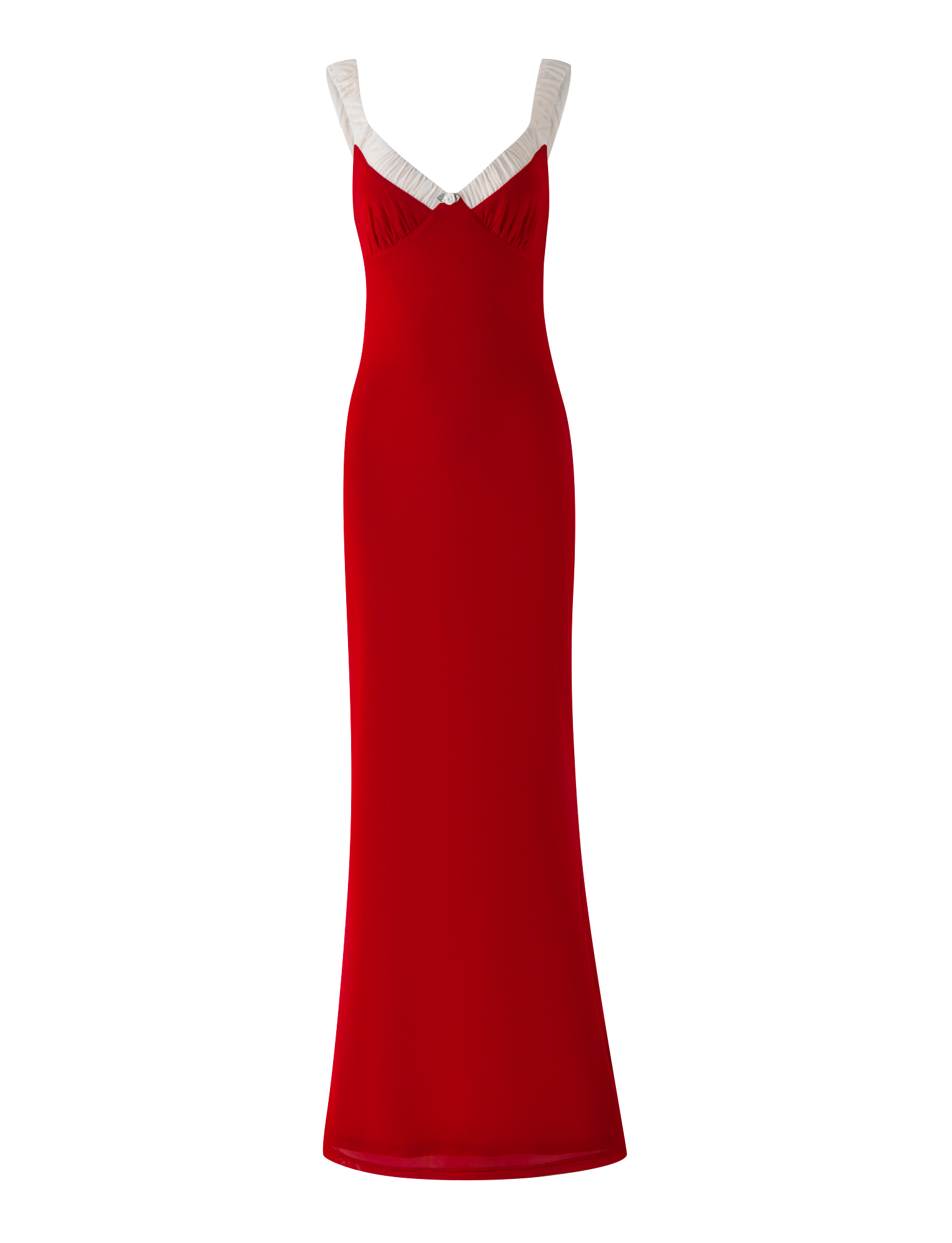 The TIGERMIST AMARAN MAXI DRESS - RED : BURGUNDY is a sleeveless, floor-length bodycon dress with wide white straps, shown against a plain white background.