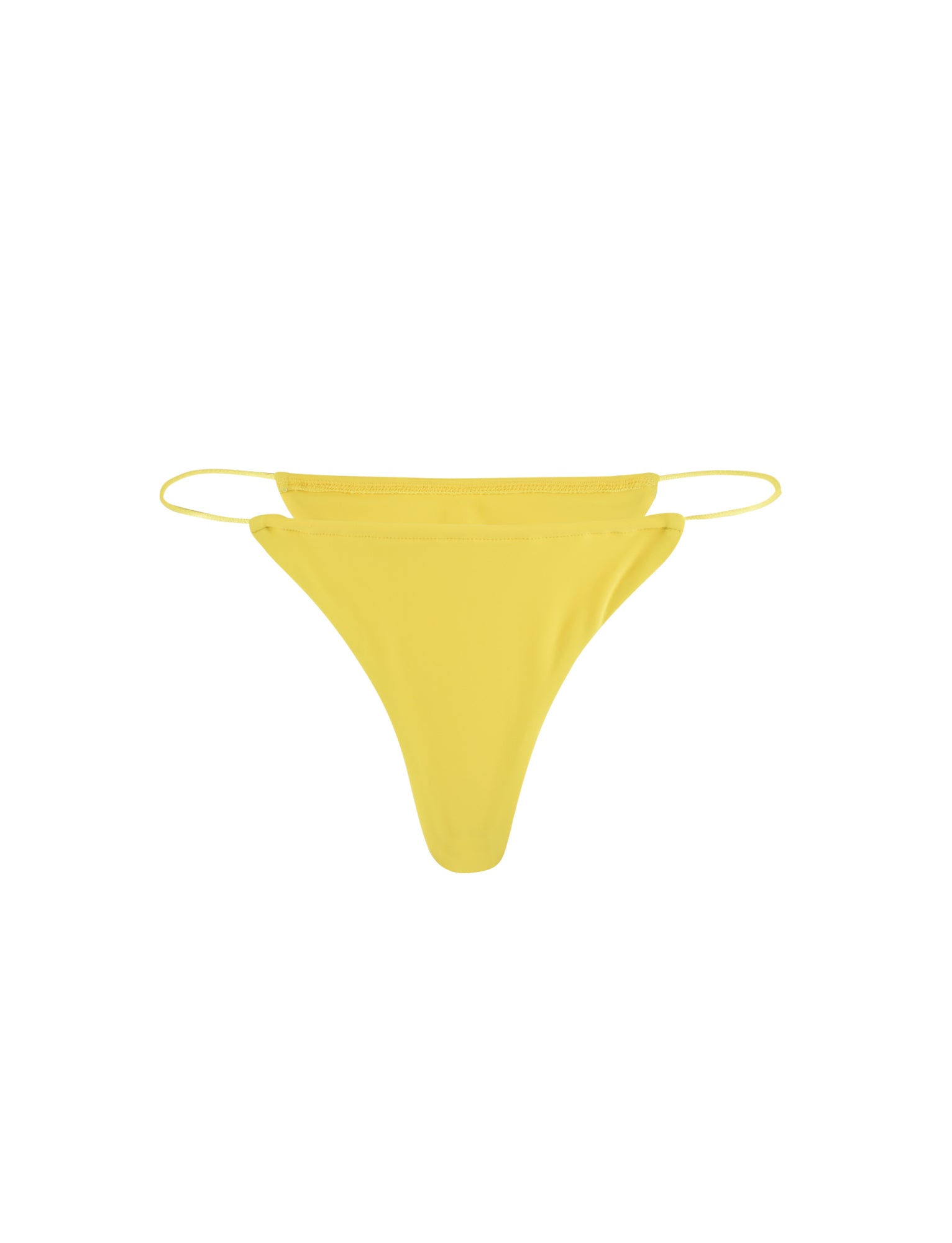 A vibrant neon yellow Kryze bikini bottom with thin side straps and a minimalist design from TIGERMIST, photographed against a plain white background.