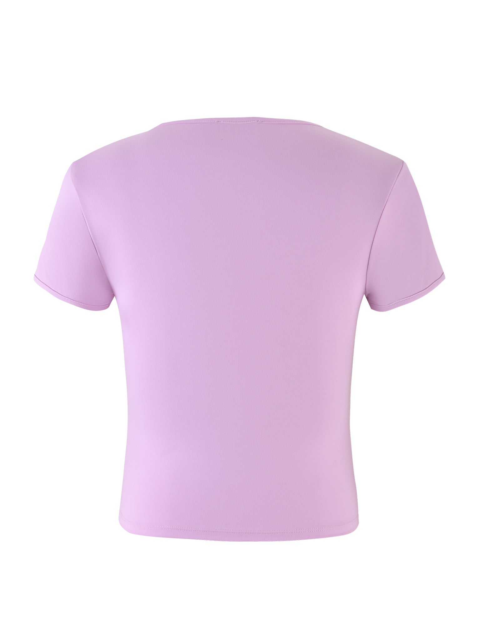 The back view showcases the DELANEY TEE - PINK from TIGERMIST, a plain, short-sleeved T-shirt with a fitted silhouette against a white background. The smooth fabric and simple design present clean lines without any visible patterns or logos.
