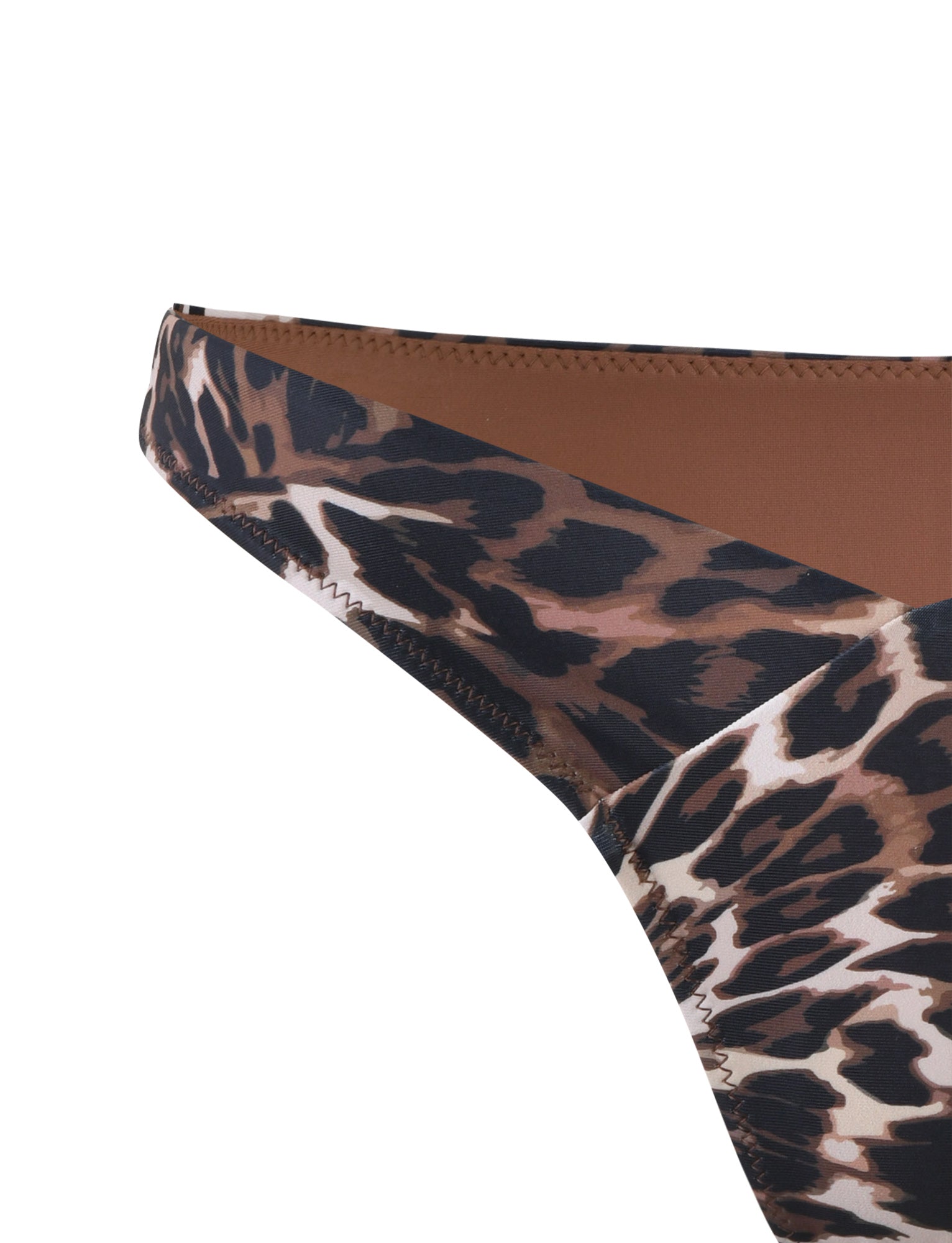 A close-up of the TIGERMIST CYNTHIA V Cut Bikini Bottoms in Multi Leopard.