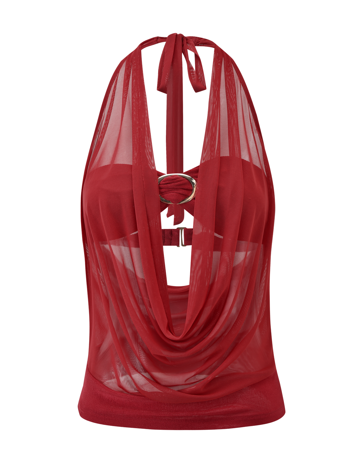 The TIGERMIST MAKENA TWO-PIECE TOP - RED features a stylish design with a flattering belt, making it perfect for any occasion.
