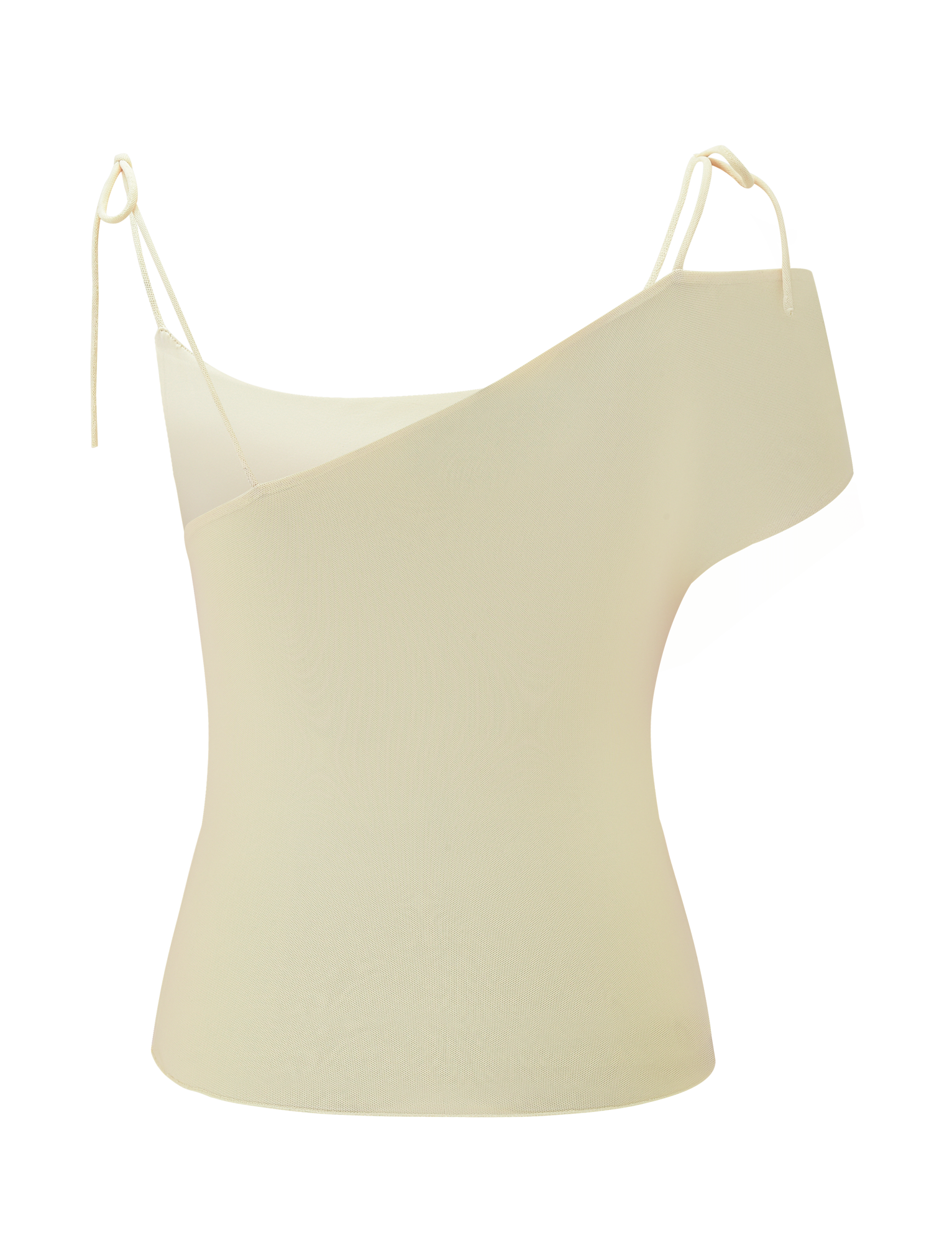 The LILLIAN TOP - YELLOW by TIGERMIST is a sleeveless, asymmetrical off-shoulder top with one shoulder strap and one side off the shoulder, showcased against a plain background.