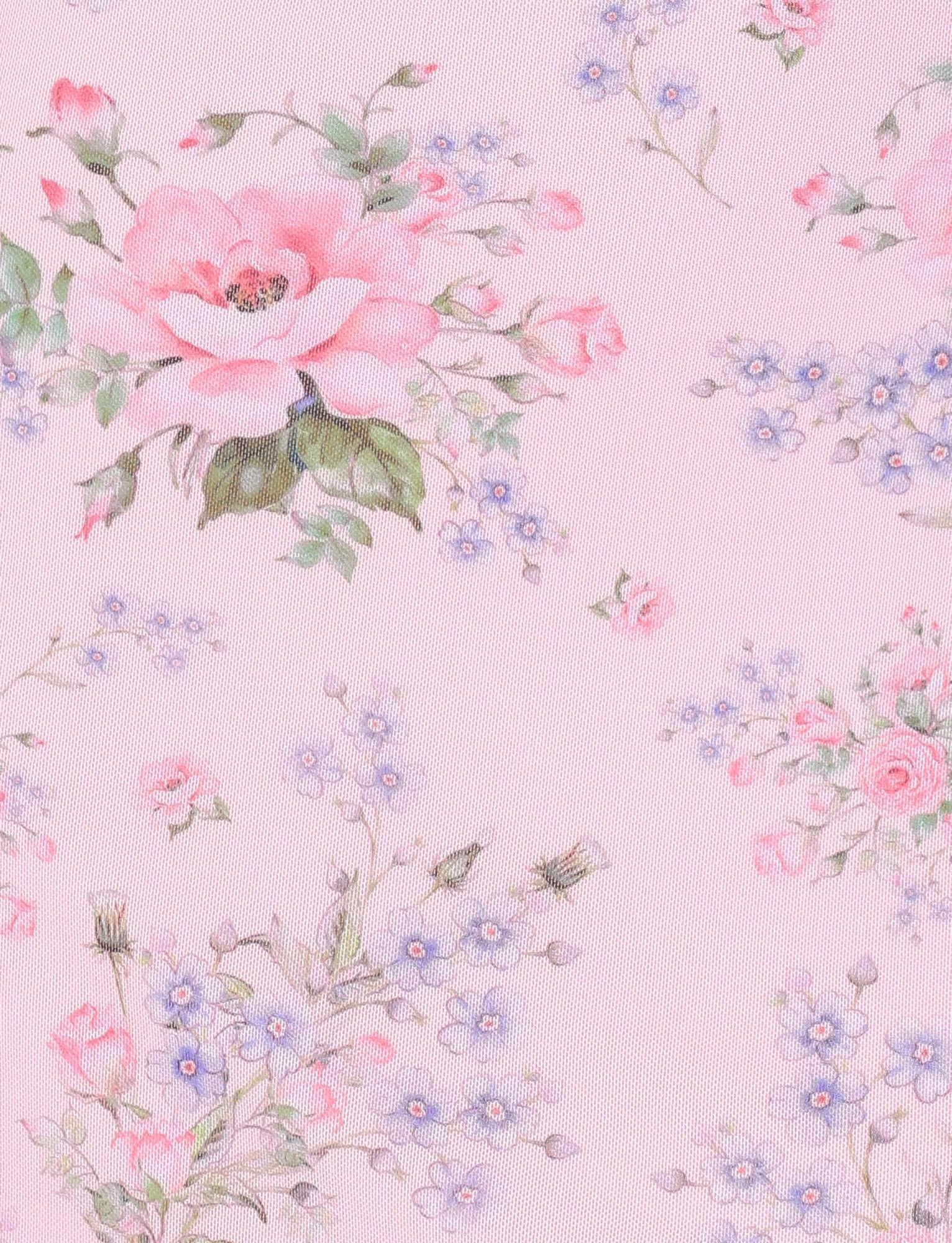 The AMARAN MINI DRESS - PINK : FLORAL : WILD FLOWER by TIGERMIST features a delicate pink floral pattern with large pink roses and small blue flowers on a light pink background, making it the perfect choice for a soft, romantic bustier-style dress.