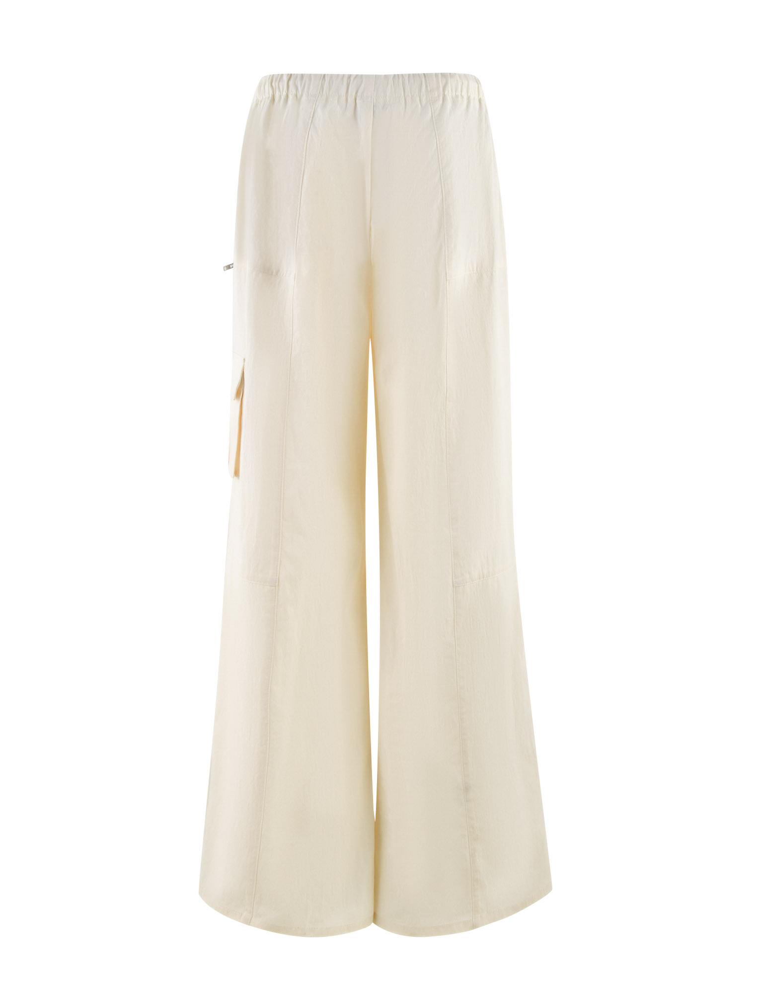 The TIGERMIST HERMIONE PANT in yellow soft butter features a wide-leg, high-waisted design with an elastic waistband and side pocket, shown on a white background.
