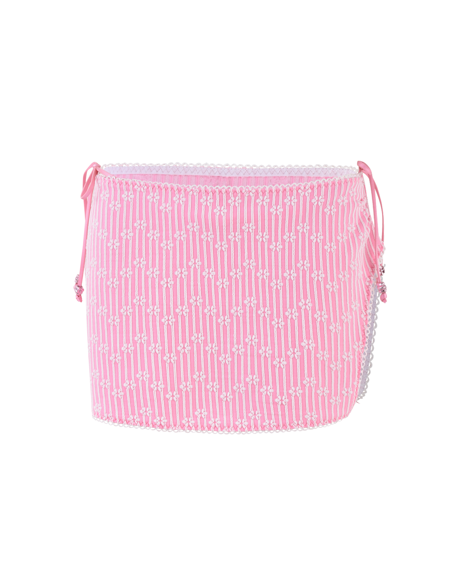 The TIGERMIST SAHRA BIKINI 2PC BOTTOM features a pink flower stripe design, combining stylish stripes with floral accents for a vibrant look.