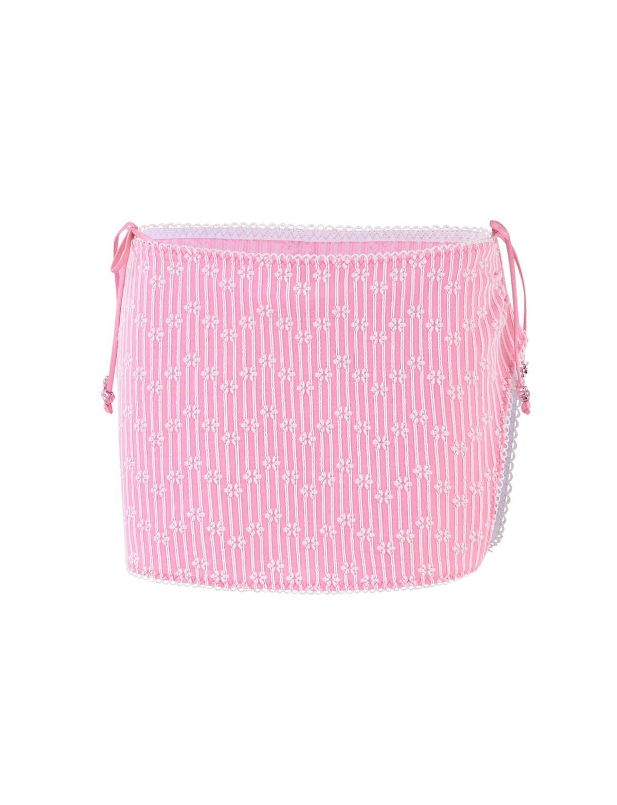 The TIGERMIST SAHRA BIKINI 2PC BOTTOM features a pink flower stripe design, combining stylish stripes with floral accents for a vibrant look.