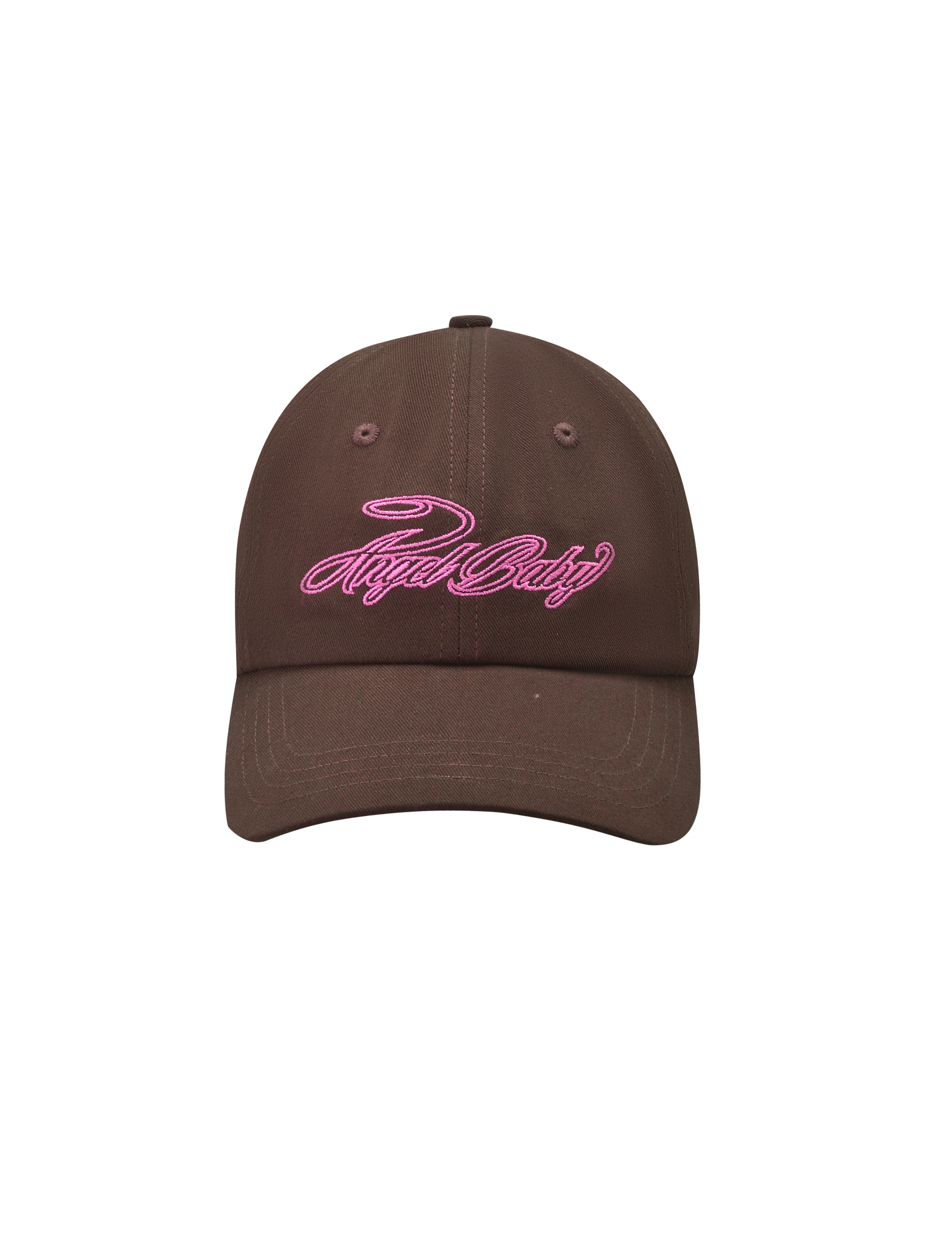 The TIGERMIST MERRYN CAP - CHOCOLATE is a brown 5-panel hat featuring pink "Royal Duty" embroidery on the front, shown against a plain white background.