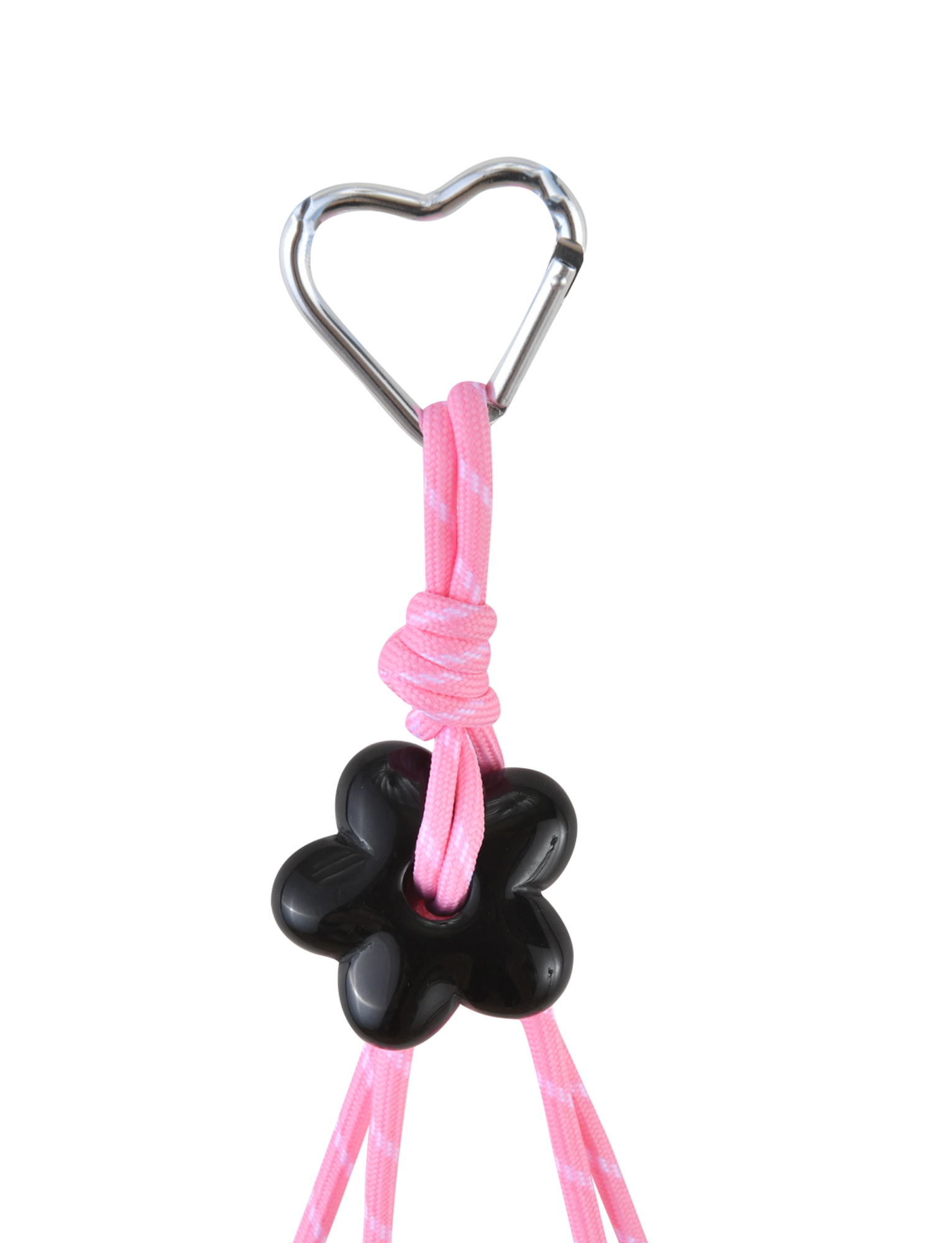 A heart-shaped clasp secures a hot pink cord looped through a black paw-shaped charm. The TIGERMIST MIRIAM KEYCHAIN - HOT PINK is shown against a white background.
