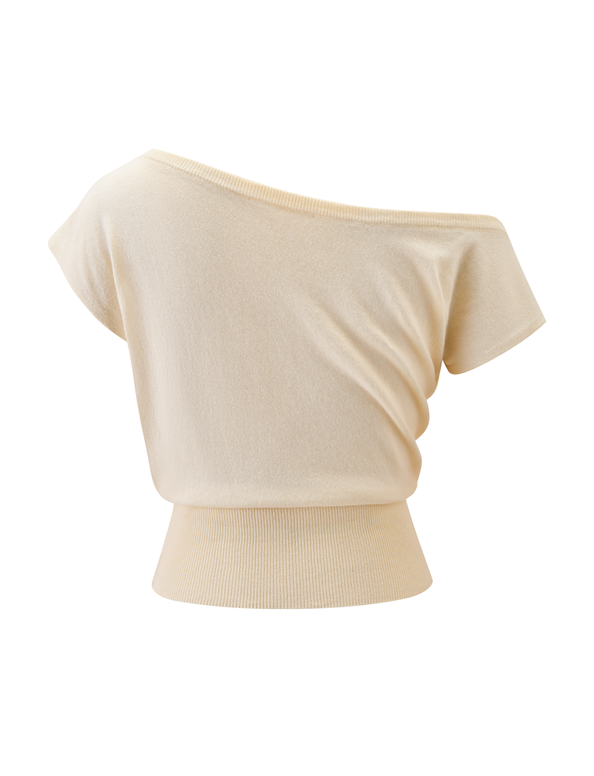 The TIGERMIST TYLA SLEEVELESS KNIT TOP in cream features a wide ribbed waistband and is showcased on a plain white background.