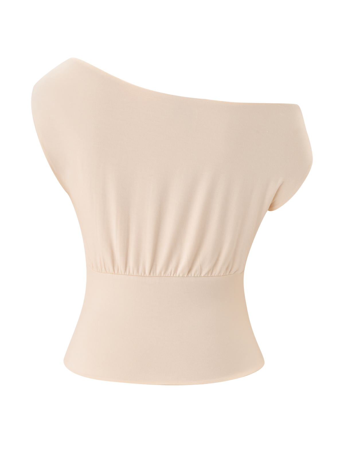 The TIGERMIST ALYSSA OFF SHOULDER TOP in cream features an off-shoulder neckline and a fitted, corseted waist with subtle gathering below the bust, shown against a plain white background.
