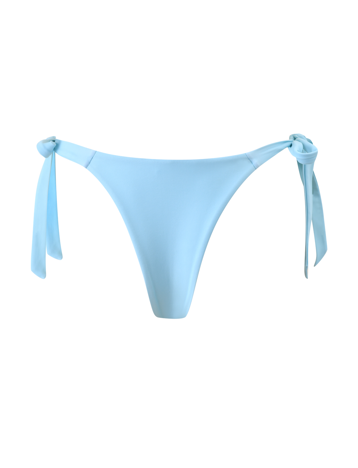 The SID BIKINI BOTTOM - BLUE by TIGERMIST features a light blue color with a purple floral print, high-cut legs, and adjustable side ties. Shown on a plain white background.