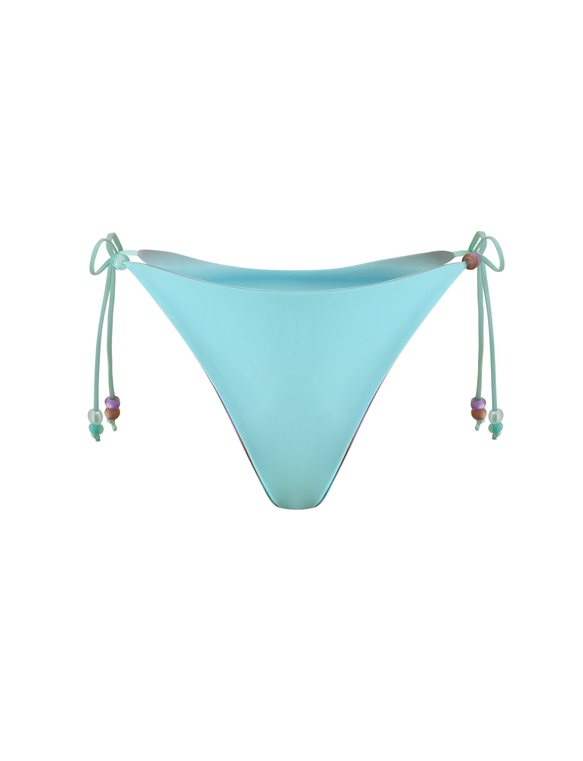 TIGERMIST REVERSIBLE FINLEA BIKINI BOTTOM in Mermaid Ombre Stripe, featuring a cheeky cut and adjustable side ties with vibrant bead accents, shown against a plain white background.