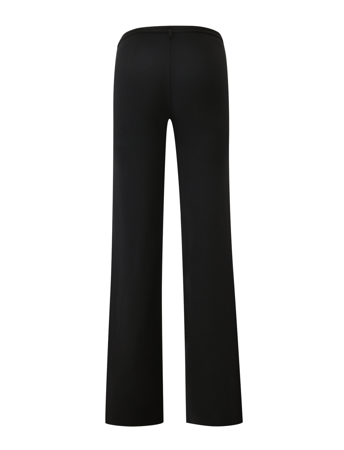 Back view of TIGERMIST KAILI PANT in black, featuring a mid-low rise waist, wide-leg silhouette, and removable self-tie belt, shown against a plain white background.
