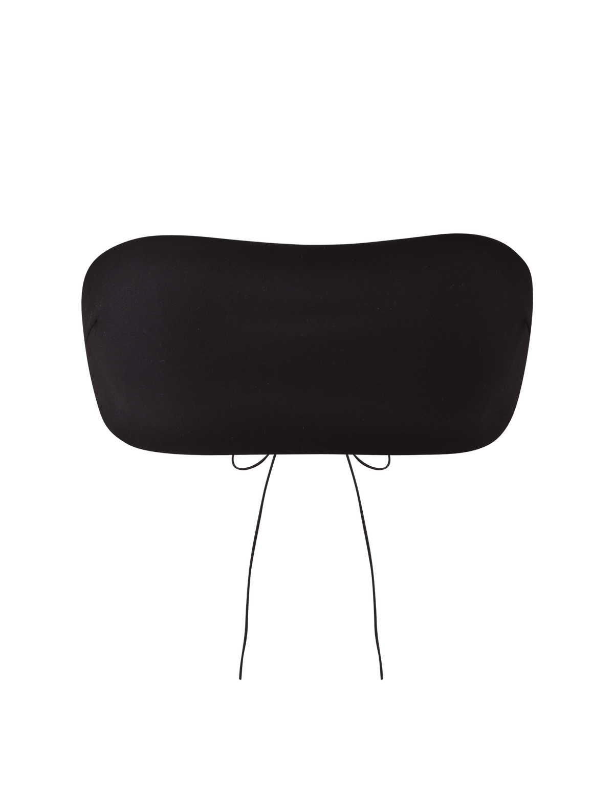 The TIGERMIST PILAR BANDEAU in black features a cropped fit, straight neckline, and thin adjustable center ties, shown against a plain white background.