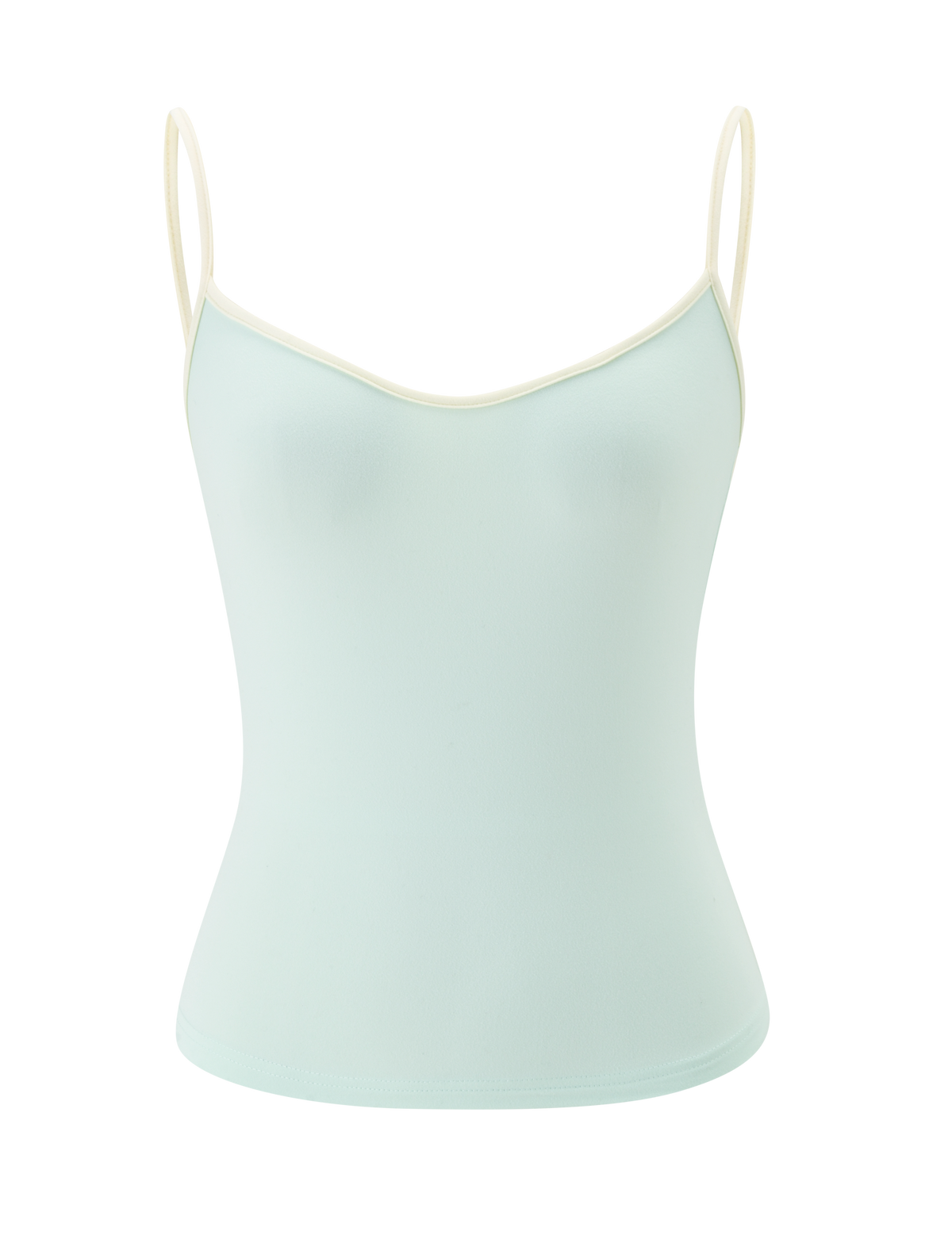 The GREER TOP - MINT GREEN by TIGERMIST features adjustable spaghetti straps and a subtle v-neckline, showcased against a white background.