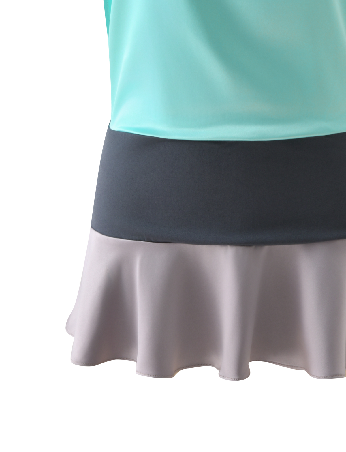 Tiger Mist Greta Mini Dress in Aqua and Granite, detail view