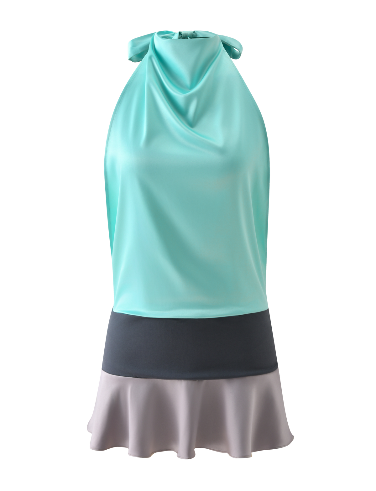 Tiger Mist Greta Mini Dress in Aqua and Granite, front view