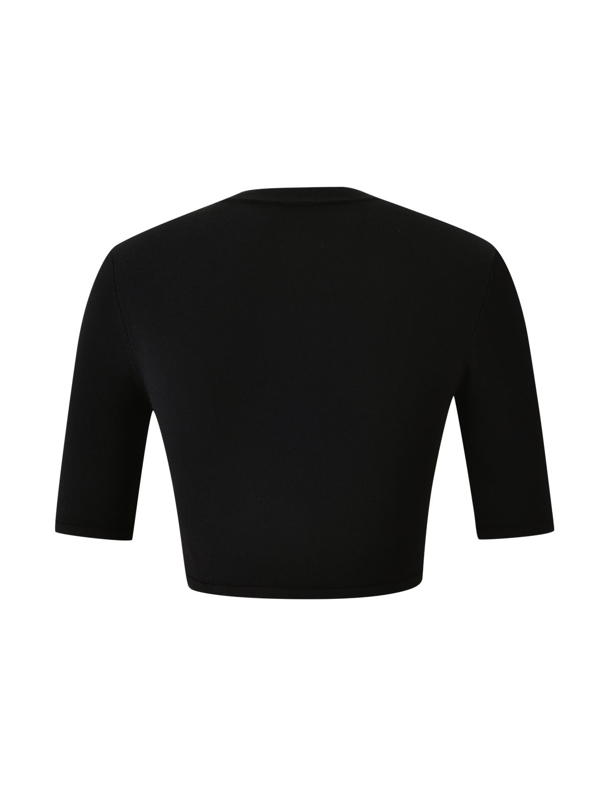 The ELSIE CARDIGAN - BLACK by TIGERMIST, made from a super soft knit, is shown from the back, laid flat on a white background.