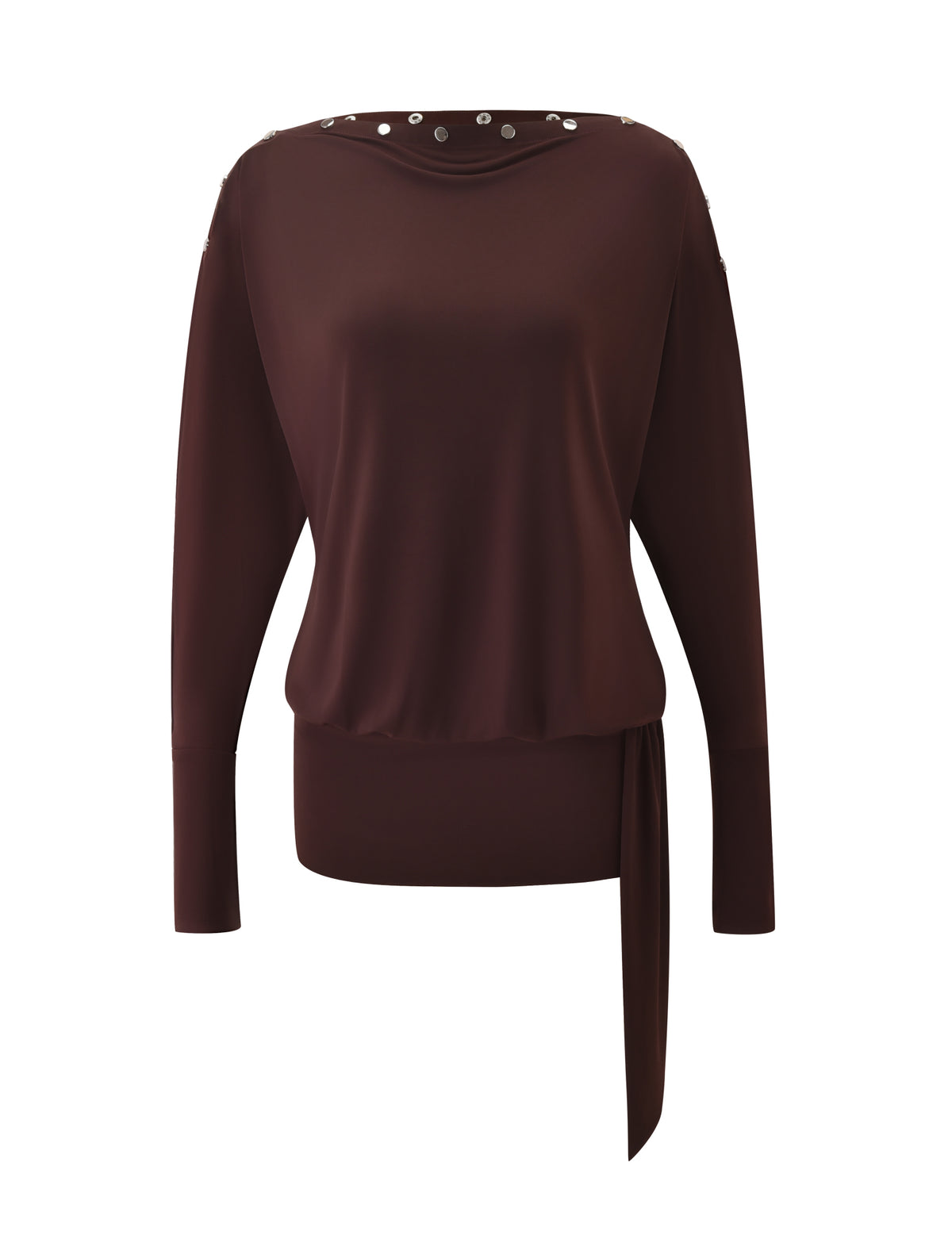 RAVENNA LONG SLEEVE MINI DRESS - DARK CHOCOLATE