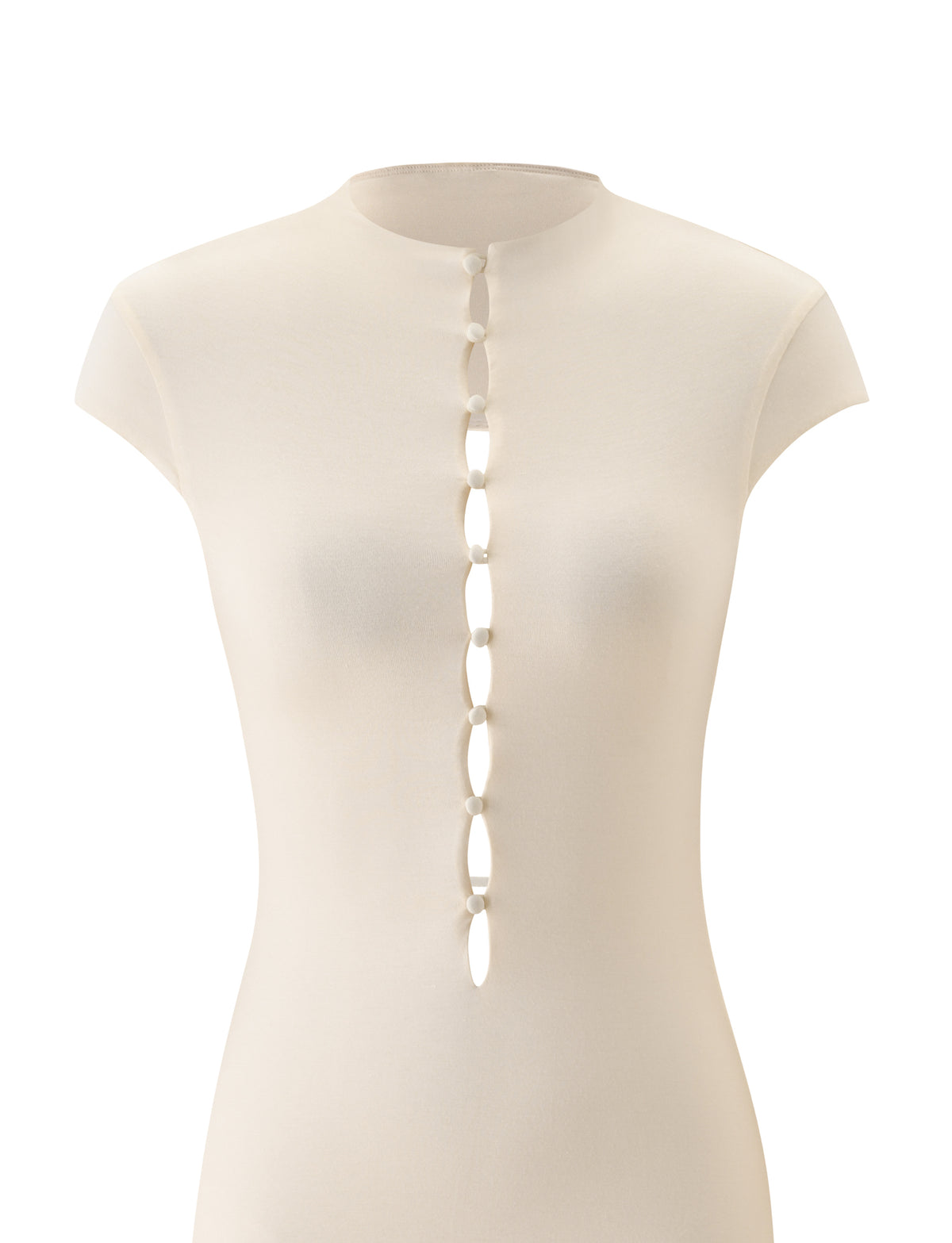 Cream-colored TIGERMIST MARCI MIDI DRESS - CREAM in an A-line silhouette with cap sleeves, a button-front placket, and an open back cutout.