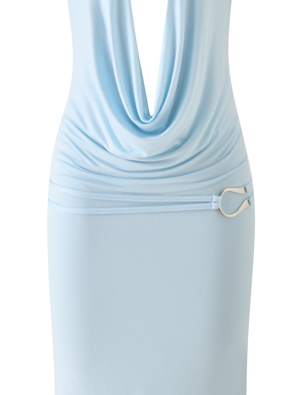 Tiger Mist Lettie Midi Dress in baby blue, ghost mannequin detail view