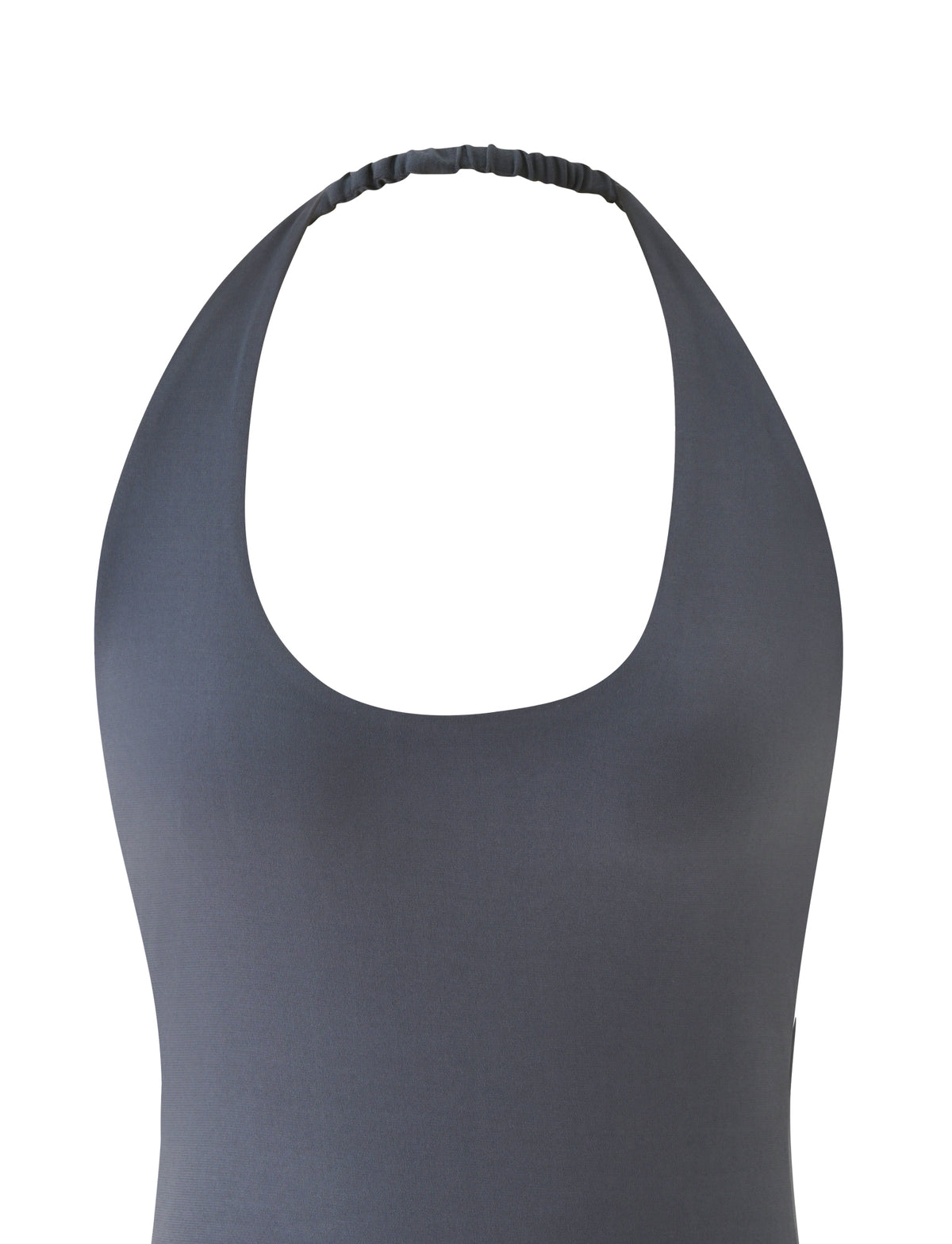 ASPEN TOP - CHARCOAL halter-neck top with a rounded scoop neckline and an elasticized strap.