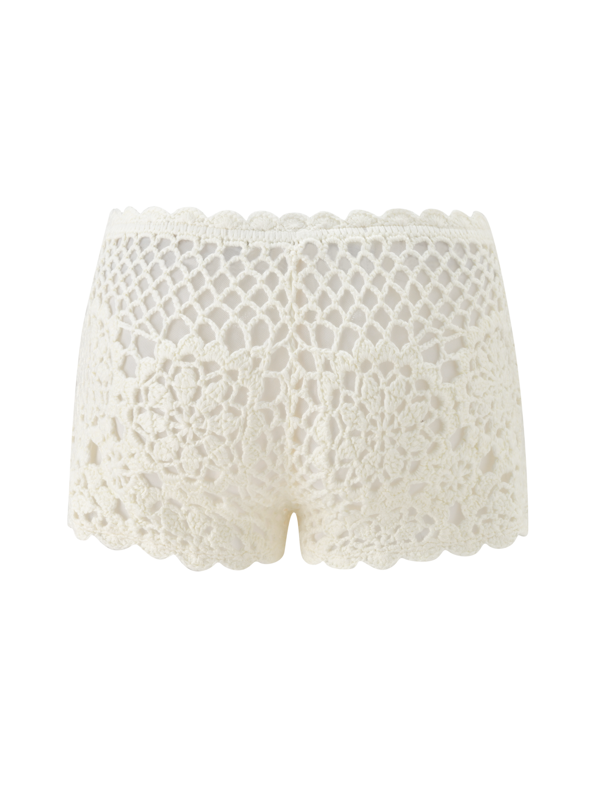 Tiger Mist Sasha Crochet Short in ivory, ghost mannequin back view