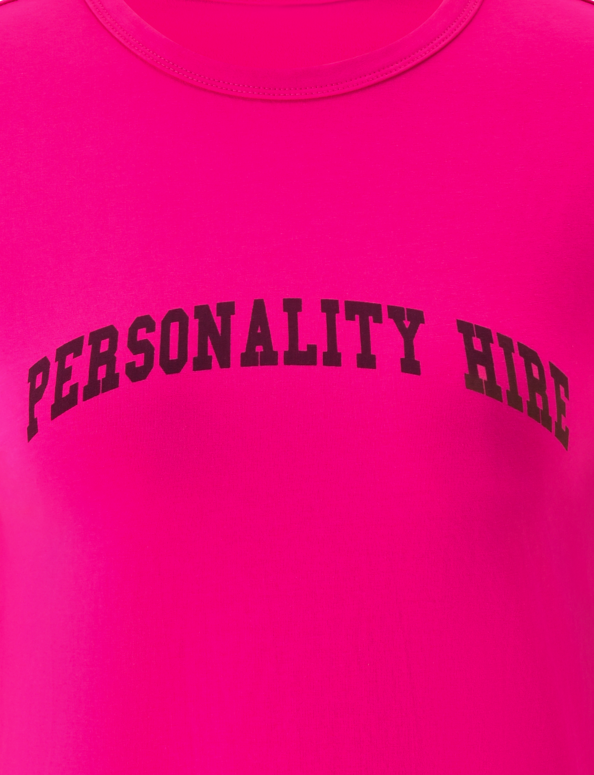 Make a statement with the TIGERMIST BELLA BABY TEE - HOT PINK, a playful graphic baby tee featuring bold black “PERSONALITY HIRE” lettering across the chest.