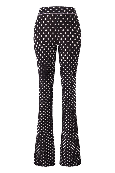The I.AM.GIA BLARE TRACKPANT - BLACK POLKA DOT showcases a striking black polka dot print for a standout style.