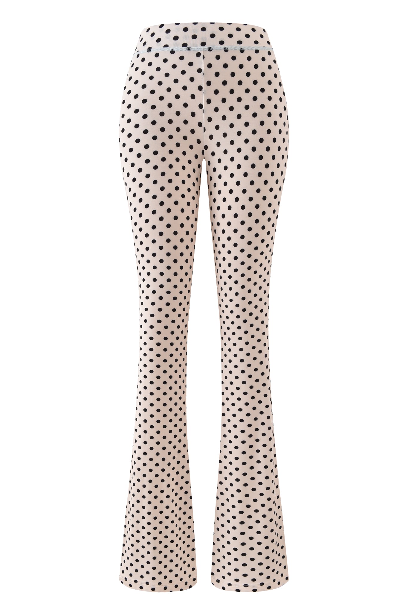 The I.AM.GIA BLARE TRACKPANT in cream polka dot features a high-waisted fit, black polka dot print, and a subtle logo, shown on a plain white background.