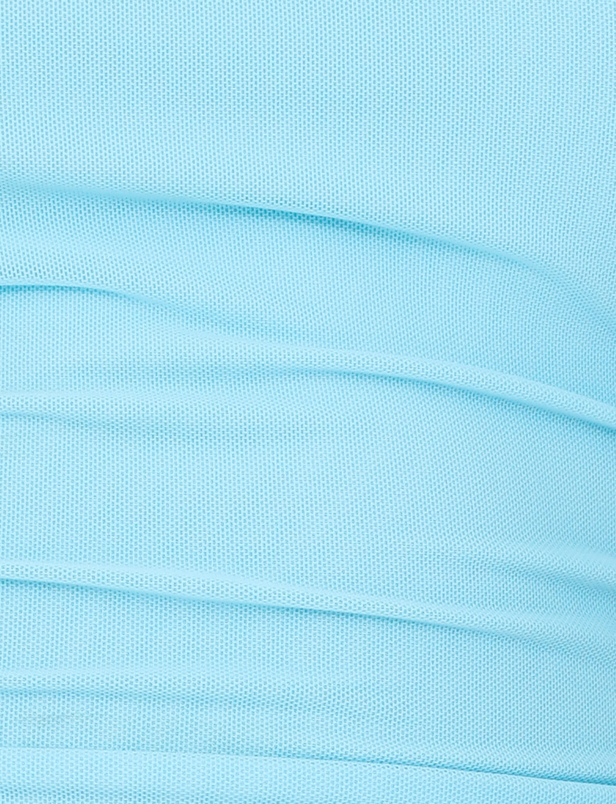 Close-up of light blue, high-stretch mesh with visible texture and folds, creating a softly layered look reminiscent of the HARRIETT TUBE TOP in ICE BLUE by TIGERMIST.