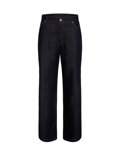 The TIGERMIST FELIX JEAN in dark denim features a straight-leg fit, front pockets, and button closure, made from premium stretch fabric and shown against a white background.