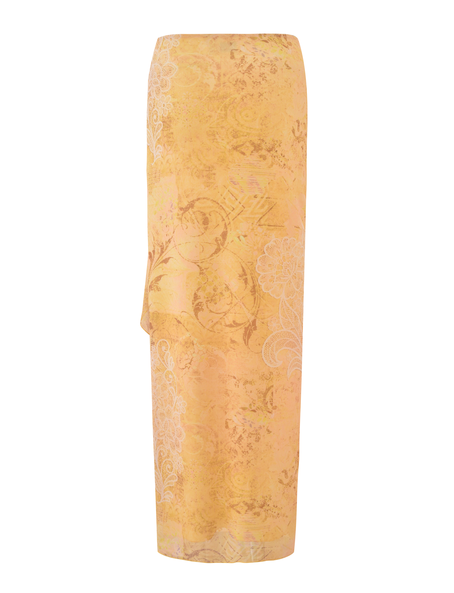 TIGERMIST’s THEO SKIRT - LEMON BUTTERFLY PAISLEY is a low rise maxi skirt with a white paisley pattern, adding effortless charm to your summer wardrobe.