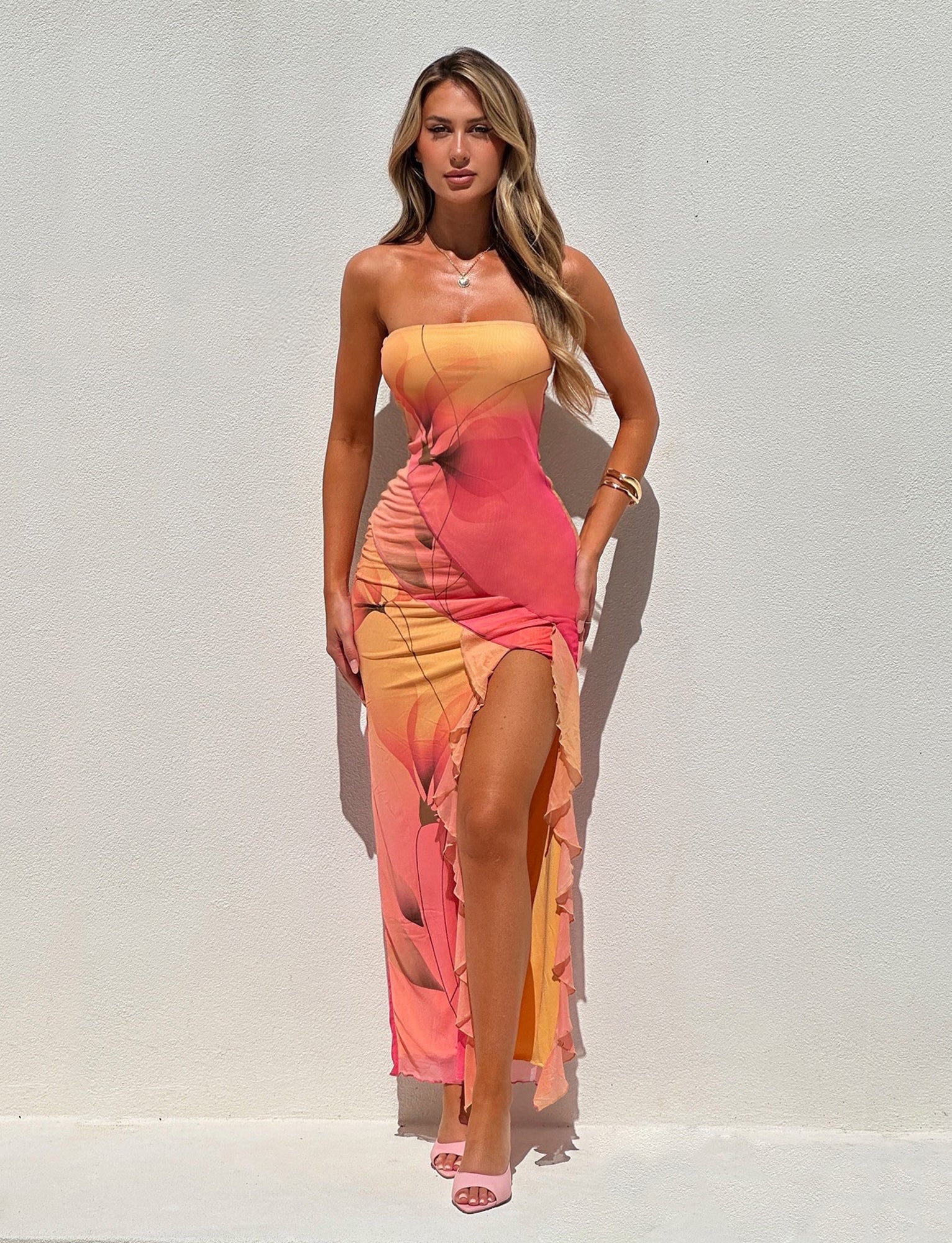 THEO MAXI DRESS - MULTI : MACRO FLORAL : GRADIENT FLORAL