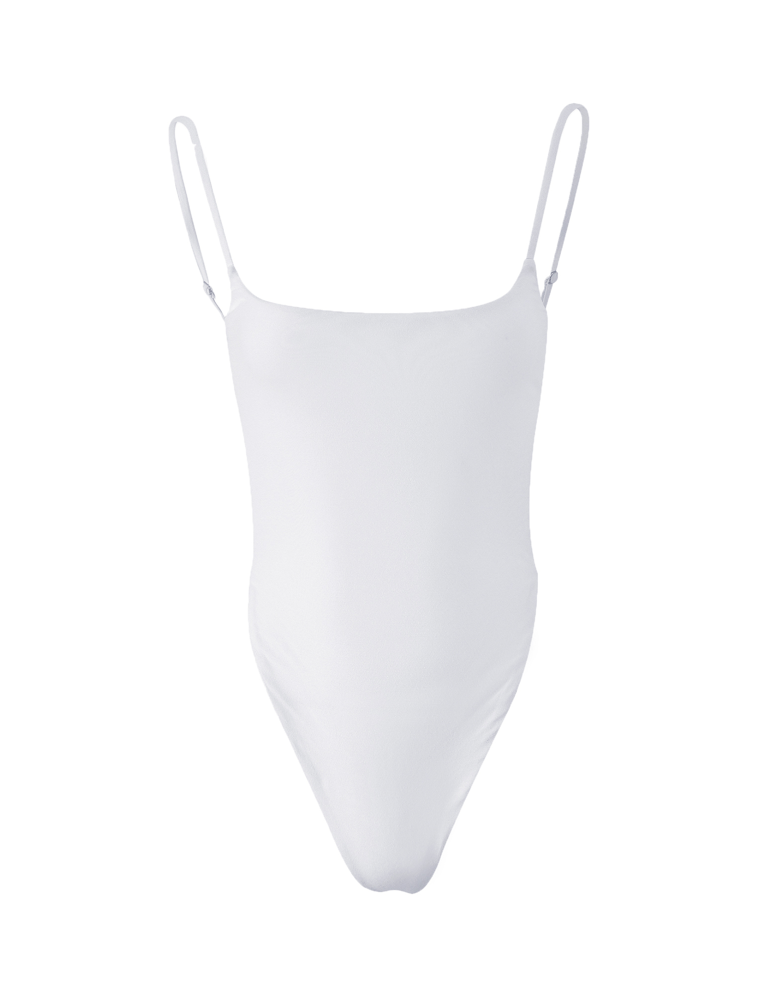 The TIGERMIST MINERVA BODYSUIT in white features thin adjustable shoulder straps and a flattering bodycon fit, shown against a white background.