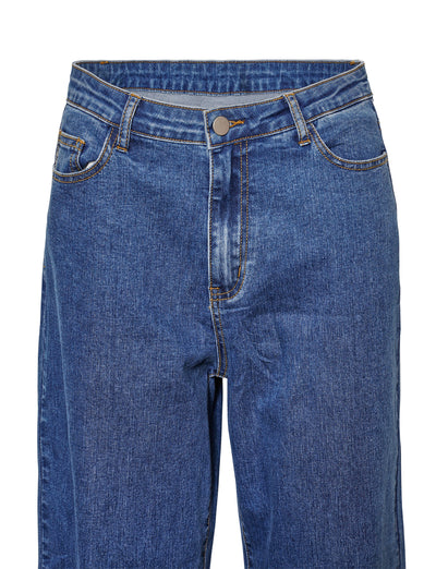 Here's how you could rewrite the sentence:

A pair of FELIX JEAN - BLUE : DARK WASH from TIGERMIST featuring a high waist, front button and zipper closure, and five pockets (two in the front, two in the back, and a small coin pocket). The jeans showcase yellow stitching along the seams and waistline.