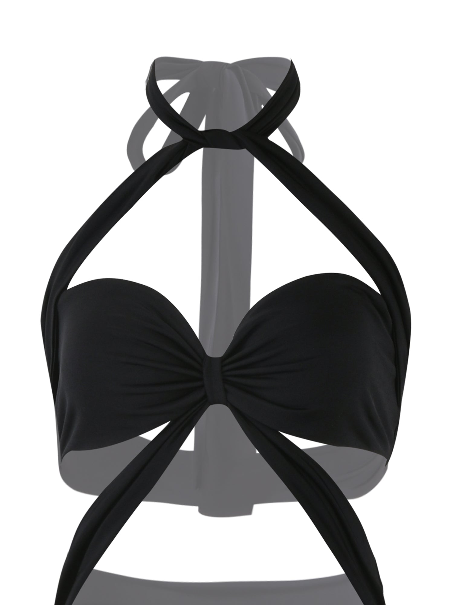 The TAMSIN MAXI DRESS in black from TigerMist boasts a unique design with twisted straps. It features a wrapped effect at the front that forms an X shape and ties around both the neck and back. The smooth, stretchy material offers a stylish and contemporary look.