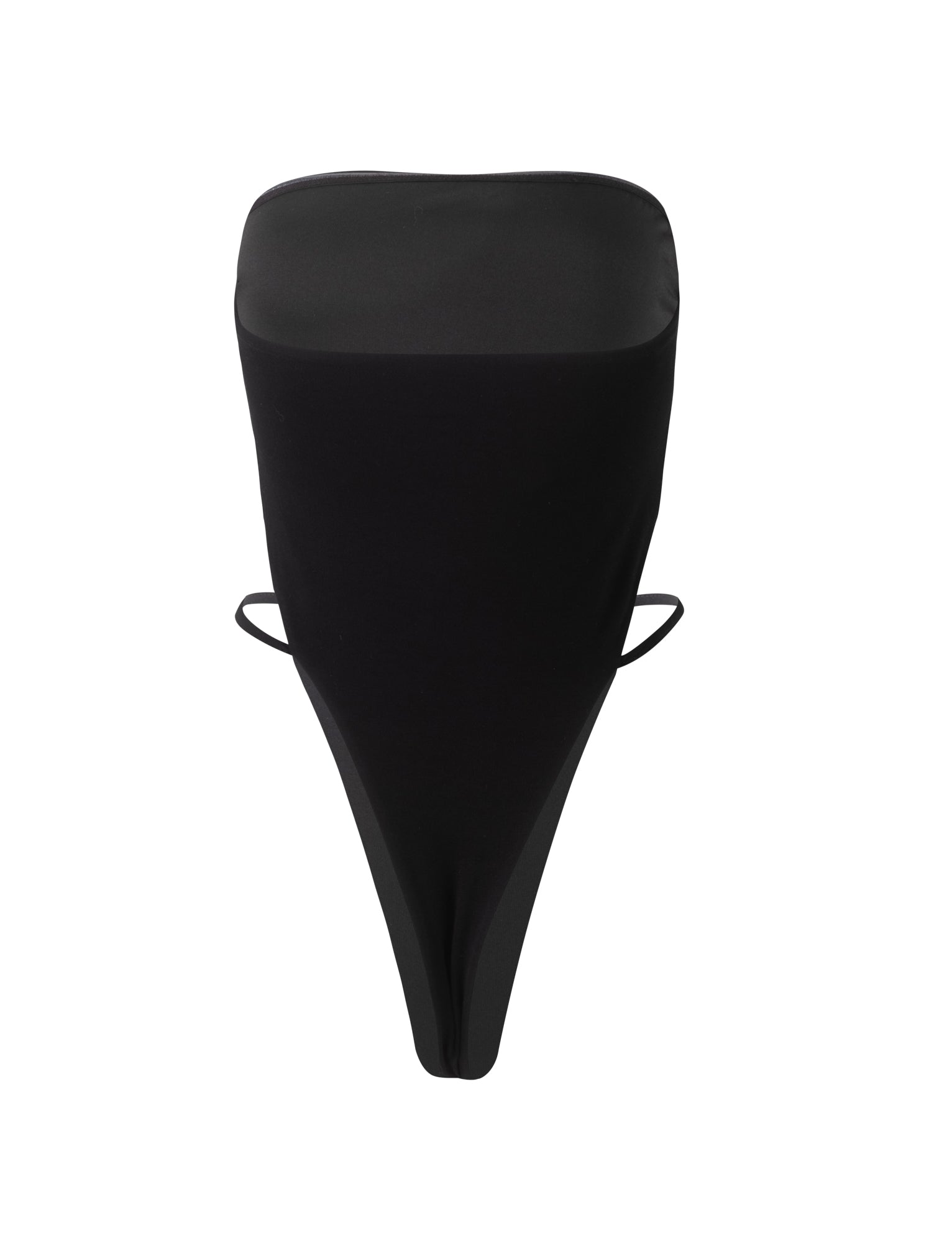 The FINIAN BODYSUIT - BLACK from TIGERMIST is a sleek one-piece bandeau swimsuit featuring strapless top, high-cut leg openings, and side strings for an added touch of style. The smooth, form-fitting fabric design stands out against a plain white background.