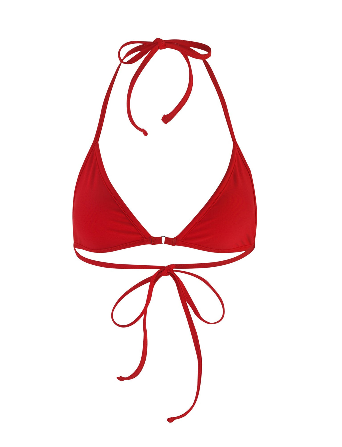 A TIGERMIST DIANA Bikini Top in red and white, featuring triangle cups and ties around the neck and back, displayed on a plain white background.