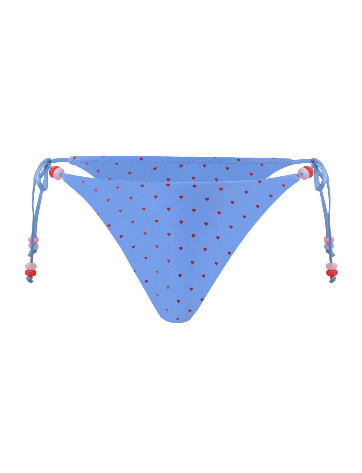 The TIGERMIST FINLEA BIKINI BOTTOM - BLUE HEART POLKA DOT features a cheeky cut and playful blue heart polka dots for a fun swim look.