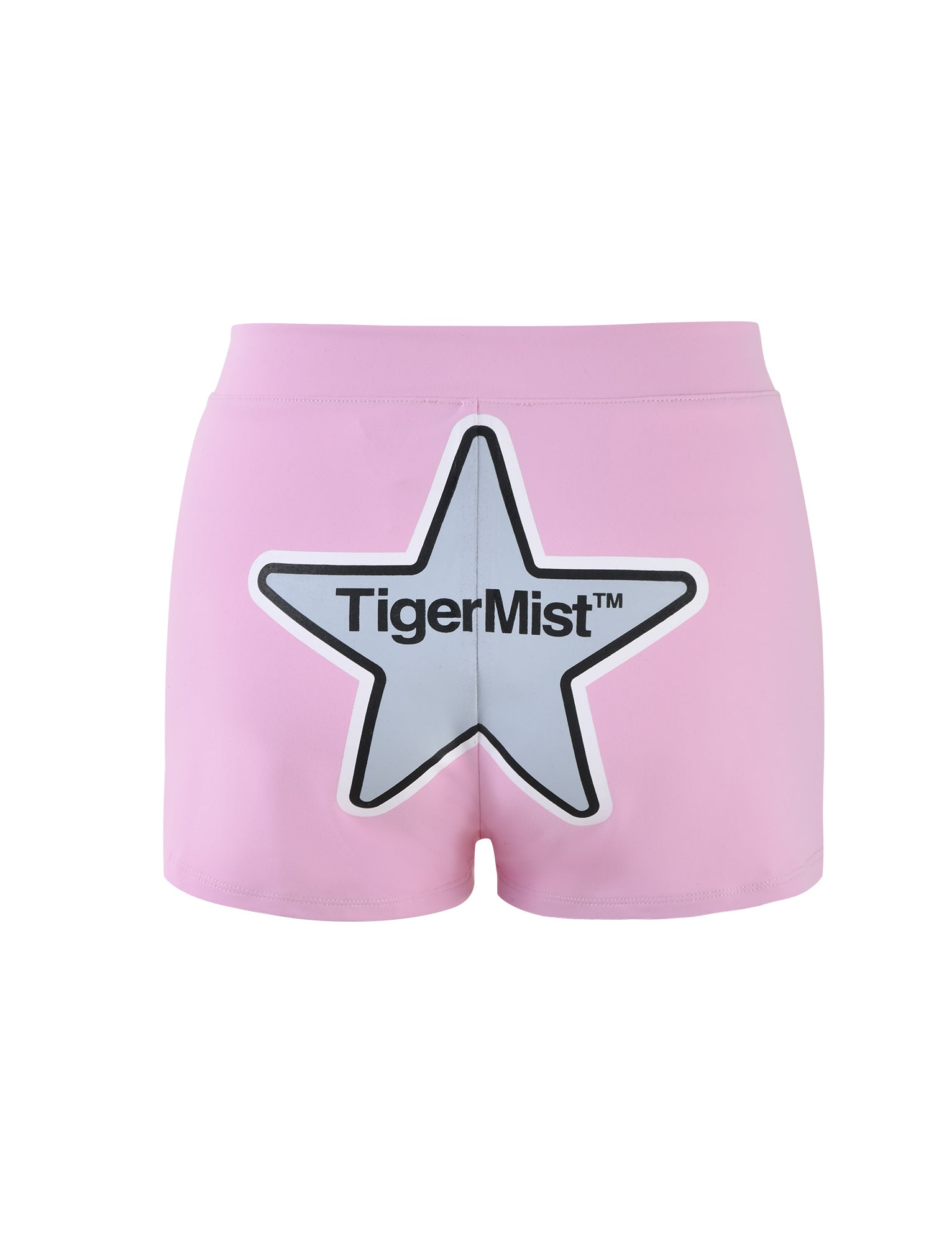 Low-rise waist pink DELANEY SHORT from TIGERMIST, featuring a large white star with a black outline and the text "TigerMist™" on the back.