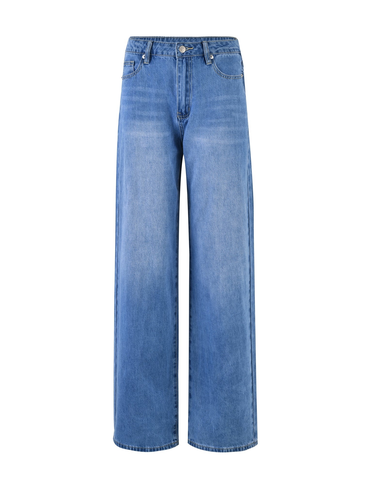 Check out the AVEREE JEAN - BLUE : MID WASH from TIGERMIST. These blue denim jeans feature a wide-leg design and a high waist with two front pockets, a coin pocket, belt loops, and a front button and zipper closure. The denim has a slightly faded appearance for that perfect worn-in look.