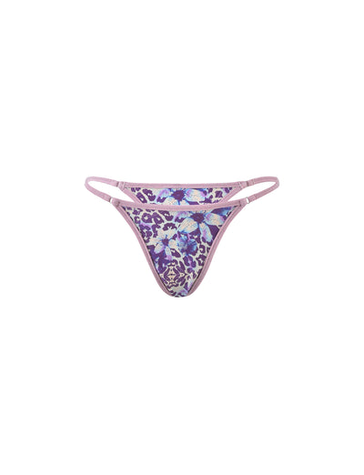 A blue Diana Bikini Bottom from TIGERMIST, named "By Poppy Leopard," featuring pastel-colored floral and leopard print patterns. The bikini bottom boasts double straps on each side and a cotton lining, combining vibrant flowers and leopard spots for a fashionable look.
