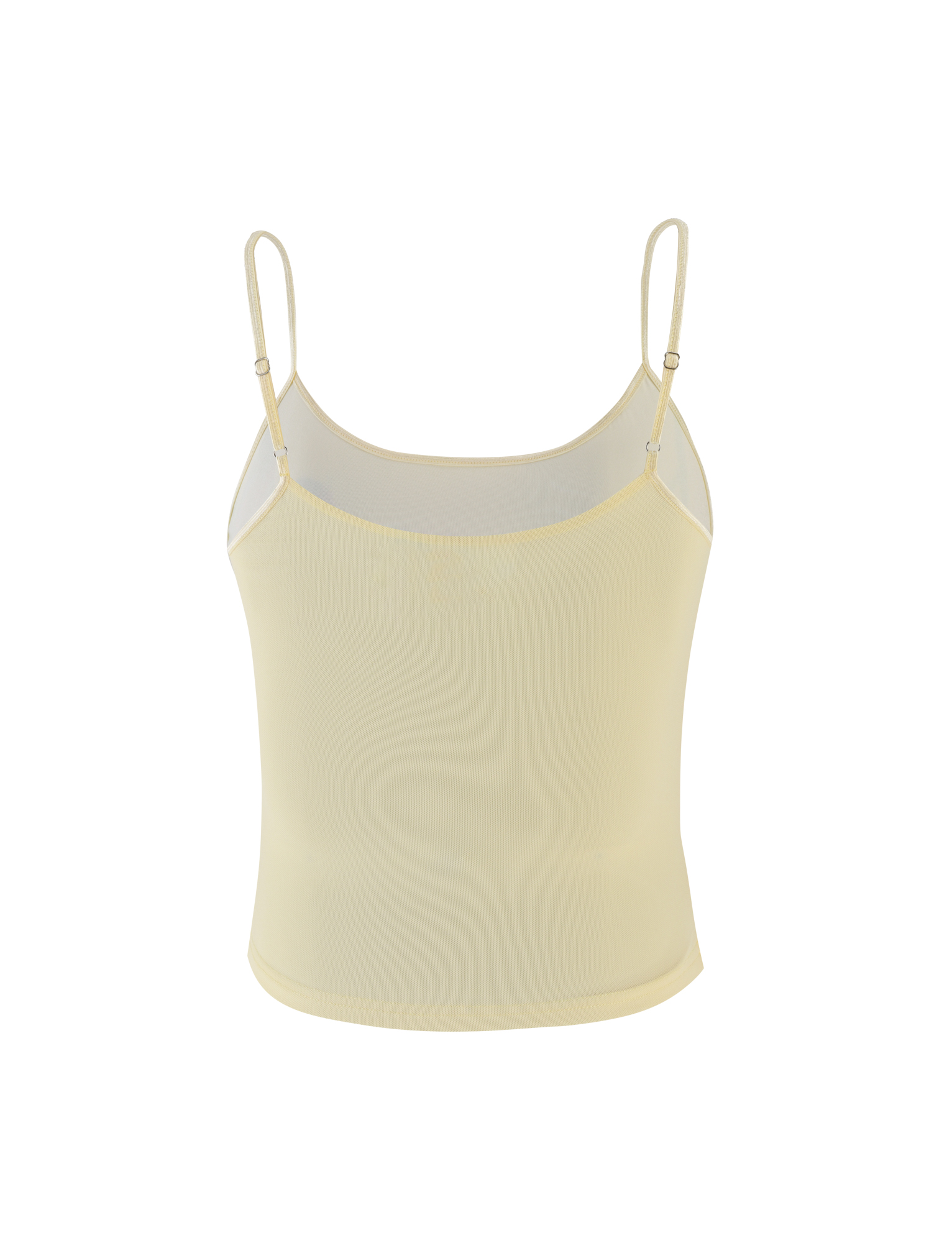 The MARIANA TOP in pale yellow by TIGERMIST is a sleek, sleeveless camisole with adjustable straps, shown against a plain white background.