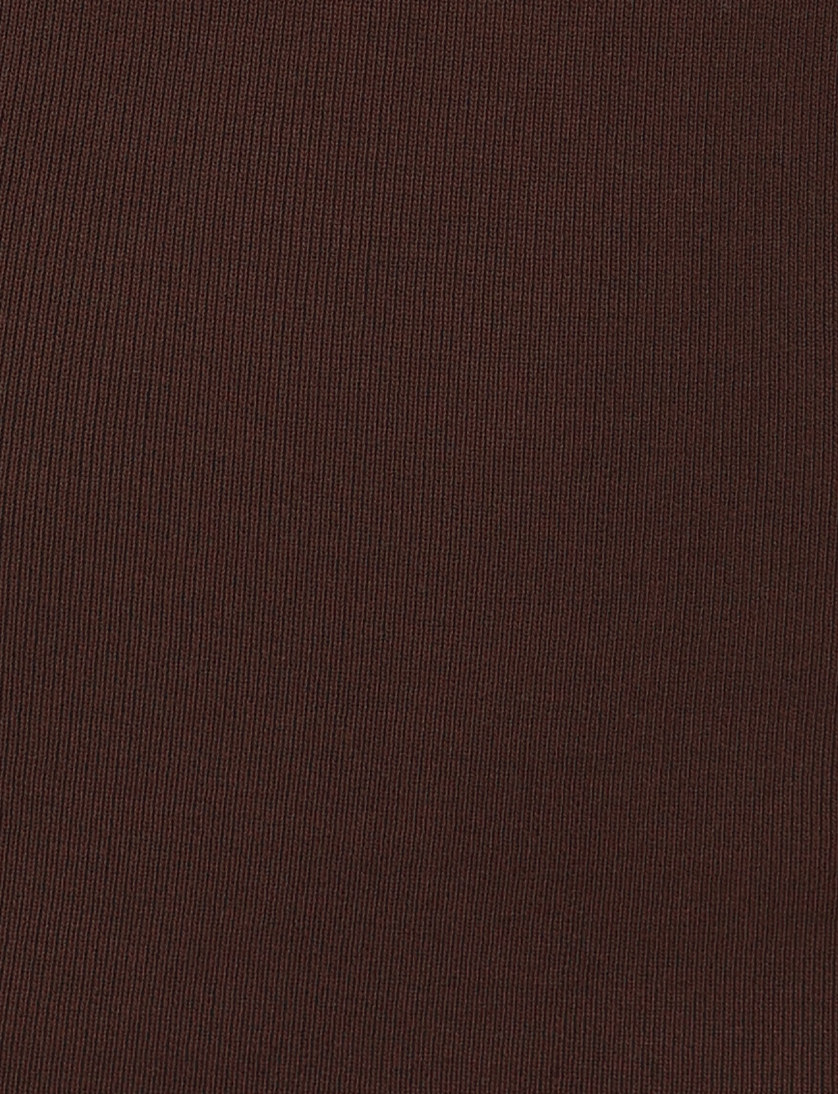 Close-up of the chocolate brown, finely ribbed CYPRESS MINI DRESS by TIGERMIST—featuring vertical lines, ideal for an off-the-shoulder, flattering bodycon fit.