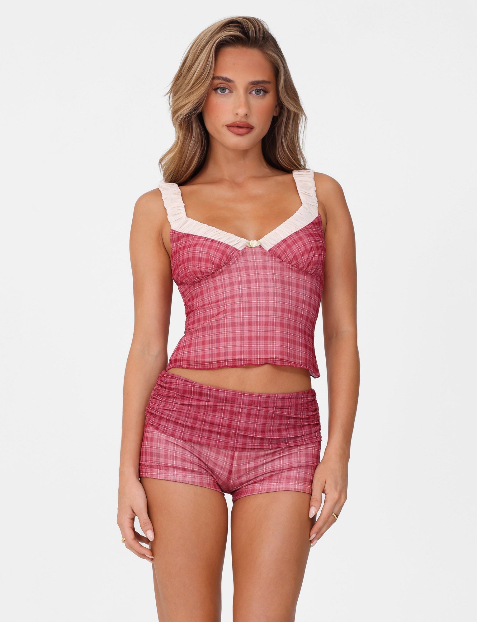 AMARAN SHORT - RED : RED CHECK